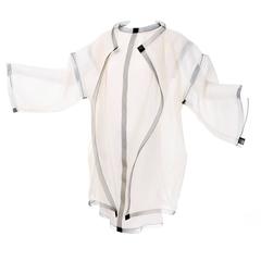 Geoffrey Beene Vintage 2pc Cream and Black Silk Dress and Coat Suit Outfit