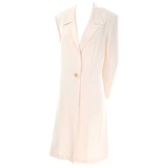 Vintage Escada Couture Creamy Ivory Silk Evening Coat Gold Rhinestone Buttons 38