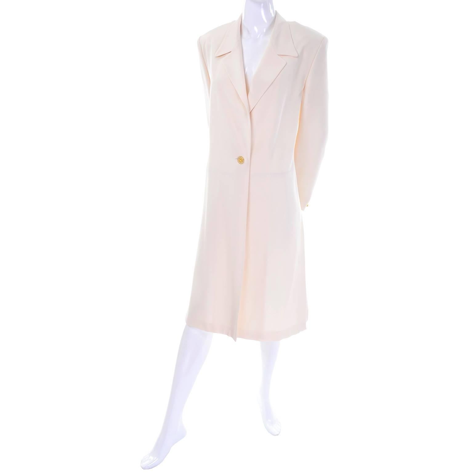 Vintage Escada Couture Creamy Ivory Silk Evening Coat Gold Rhinestone ...