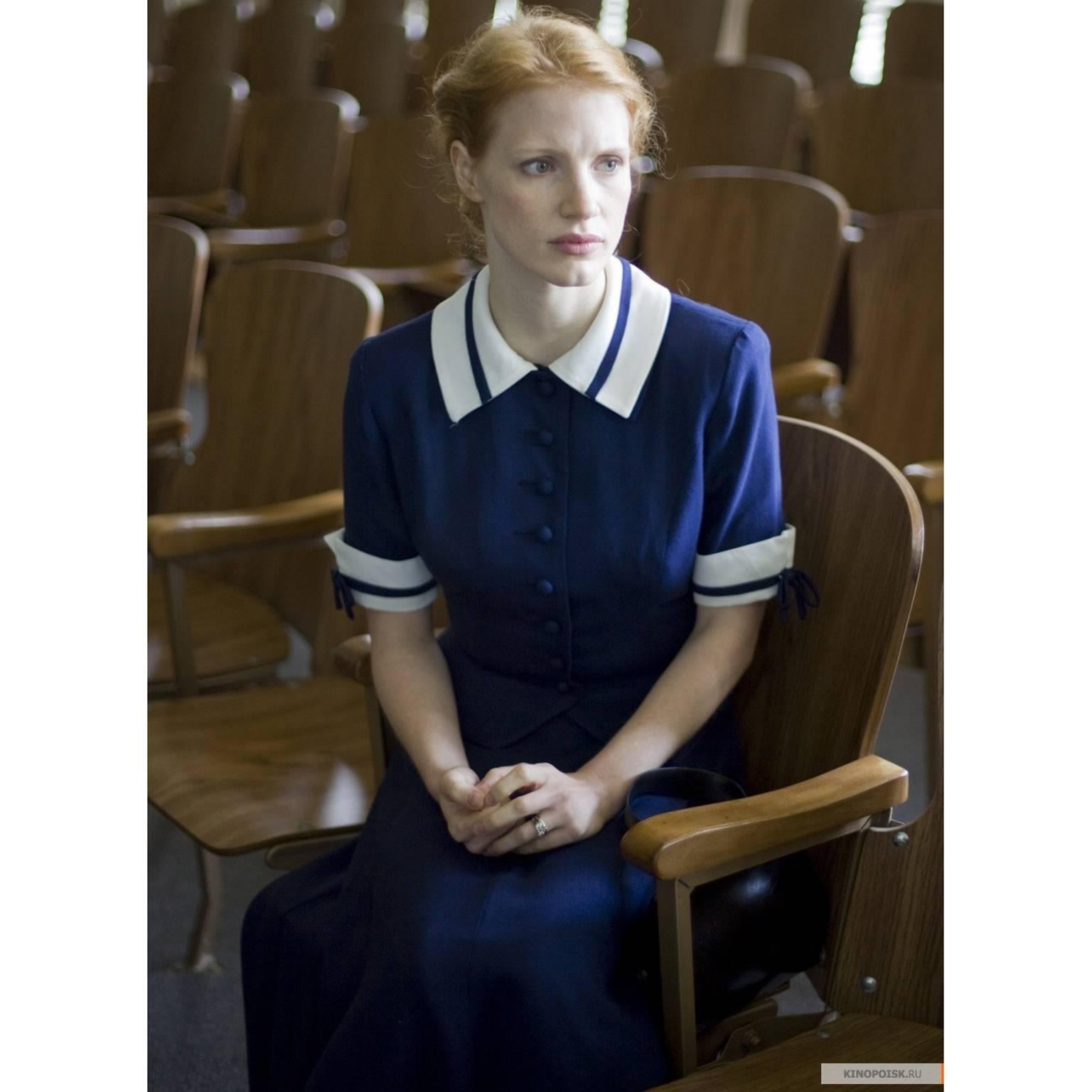 This late 1940's or early 1950's JoDee pretty two piece dress was one of the items we loaned to the costume department of the movie The Tree of Life for the lead actress, Jessica Chastain.  We have included a photograph of Jessica in the dress. 