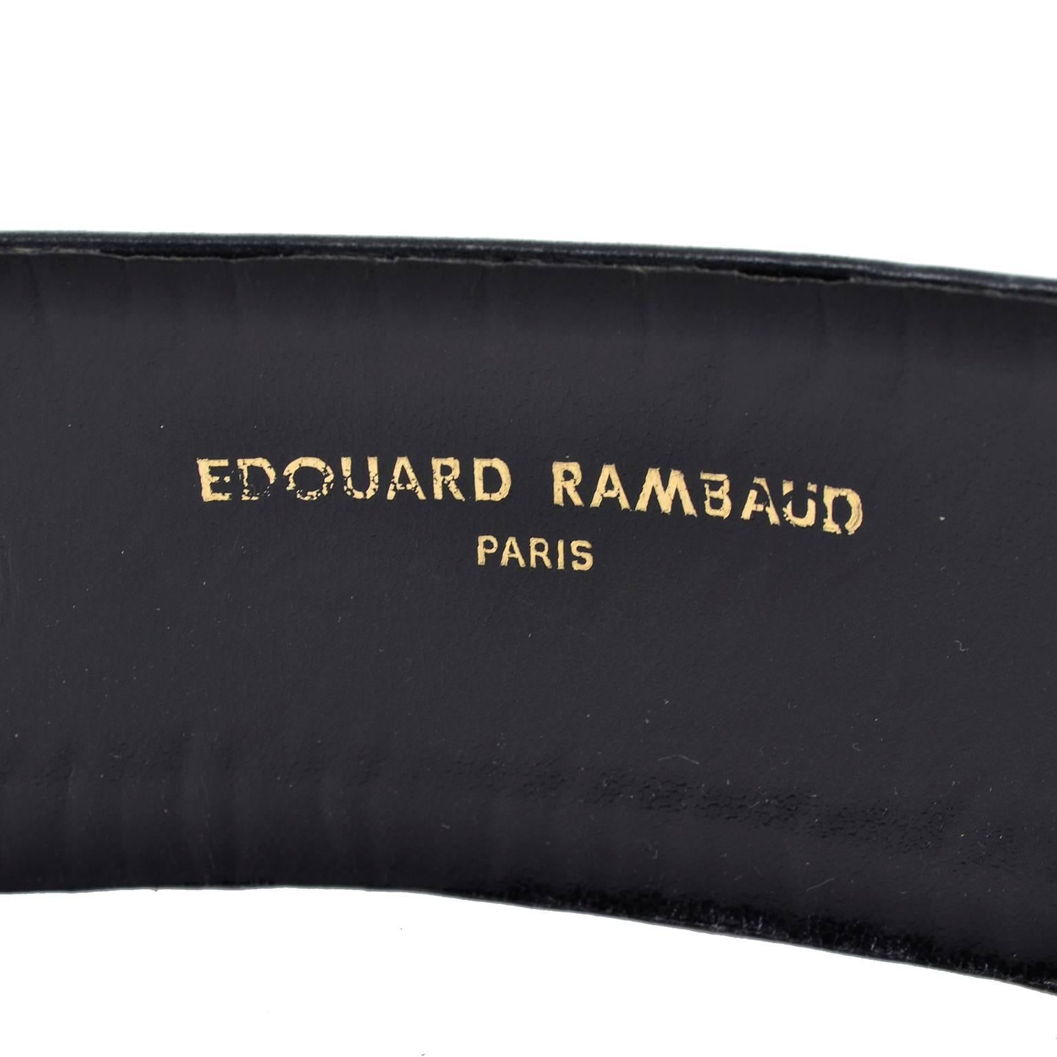 Edouard Rambaud Vintage Leather Belt with Rhinestone Gold Hearts 2