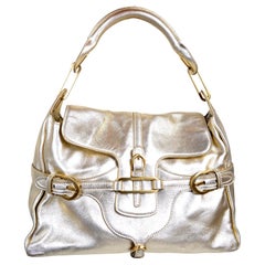 Jimmy Choo Vintage Bag Gold Leather Hobo Bag Handbag 