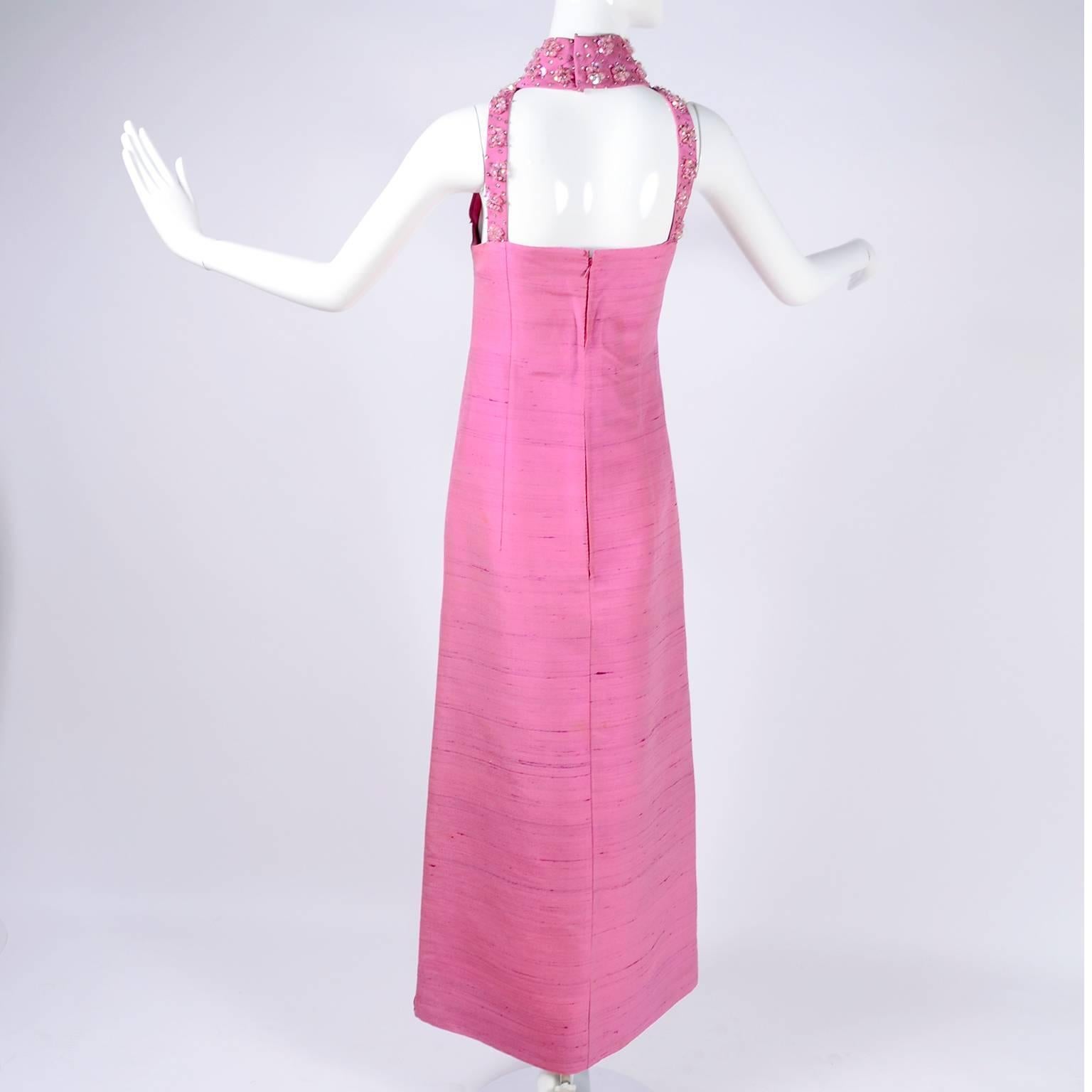 Pierre Cardin Cutwork and Jeweled Cage Neck Pink Evening Gown / Dress, 1966  3