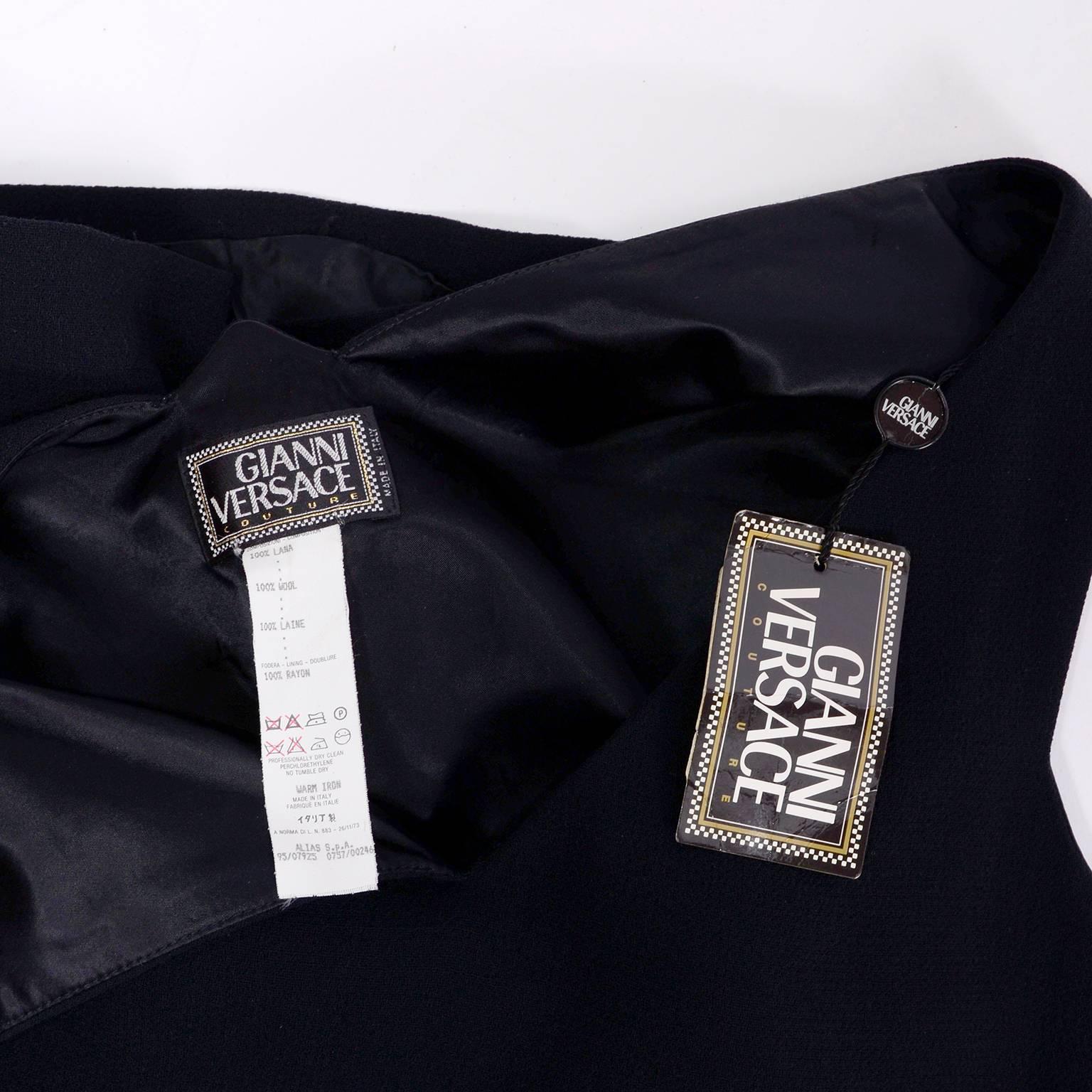 Deadstock New W/ Tags Gianni Versace Couture Vintage Little Black Dress 1995/96 For Sale 7