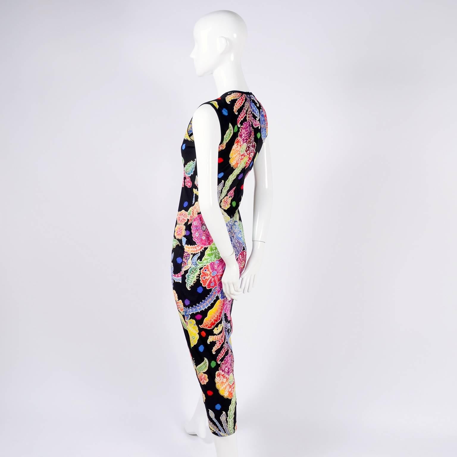 Beige Vintage 1990s Gianni Versace Floral Silk Dress Runway A / W 1993 - 1994 