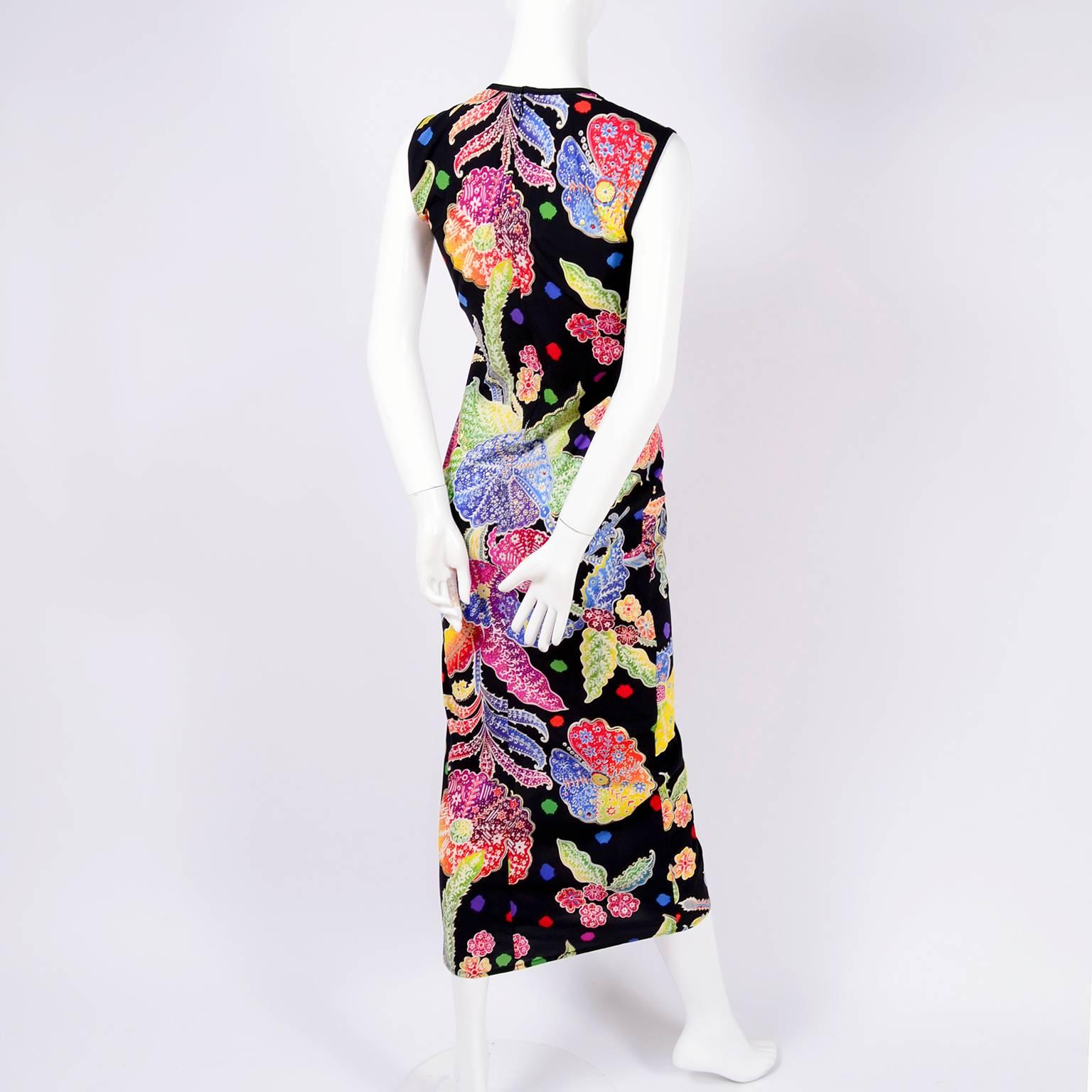 Vintage 1990s Gianni Versace Floral Silk Dress Runway A / W 1993 - 1994  4