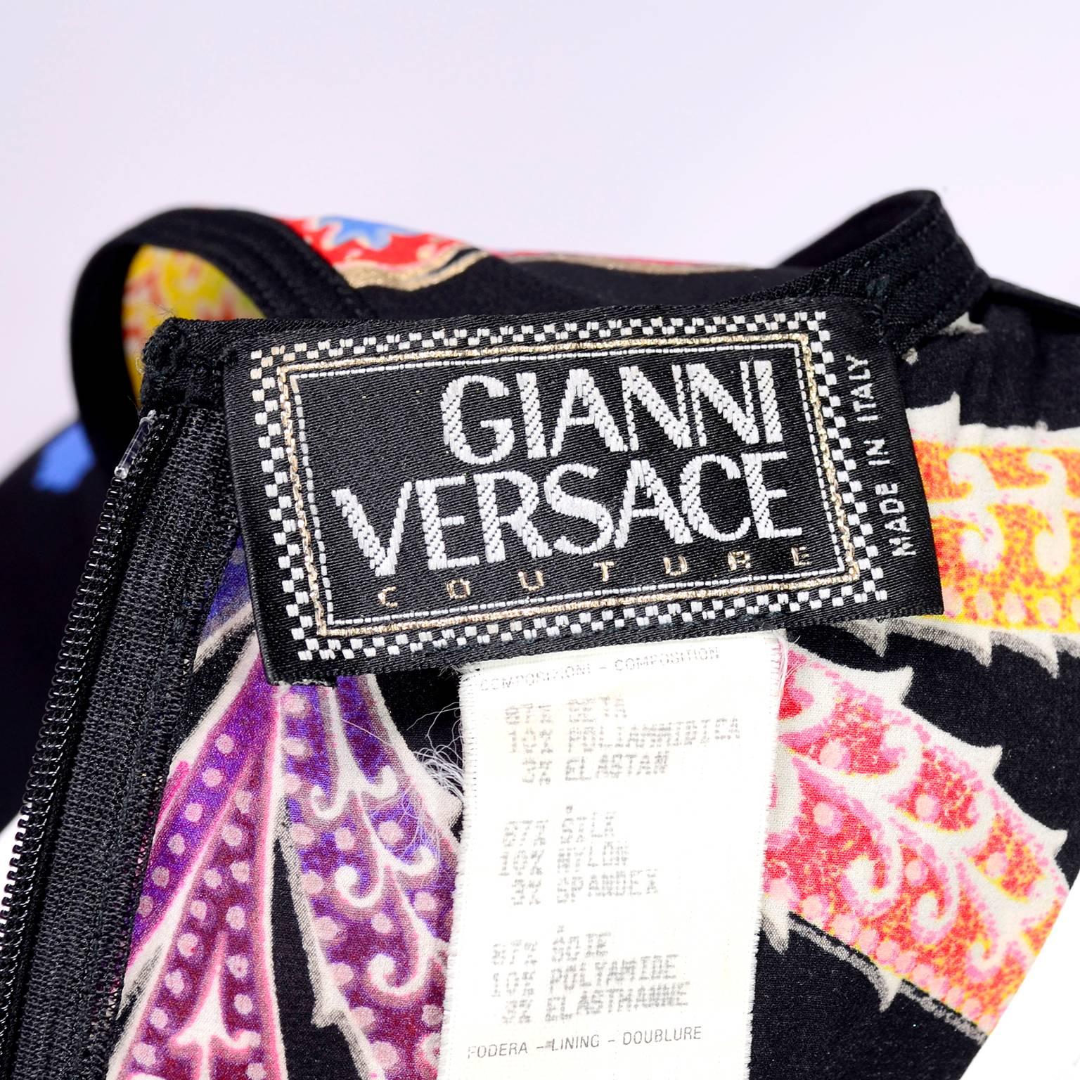 Vintage 1990s Gianni Versace Floral Silk Dress Runway A / W 1993 - 1994  7