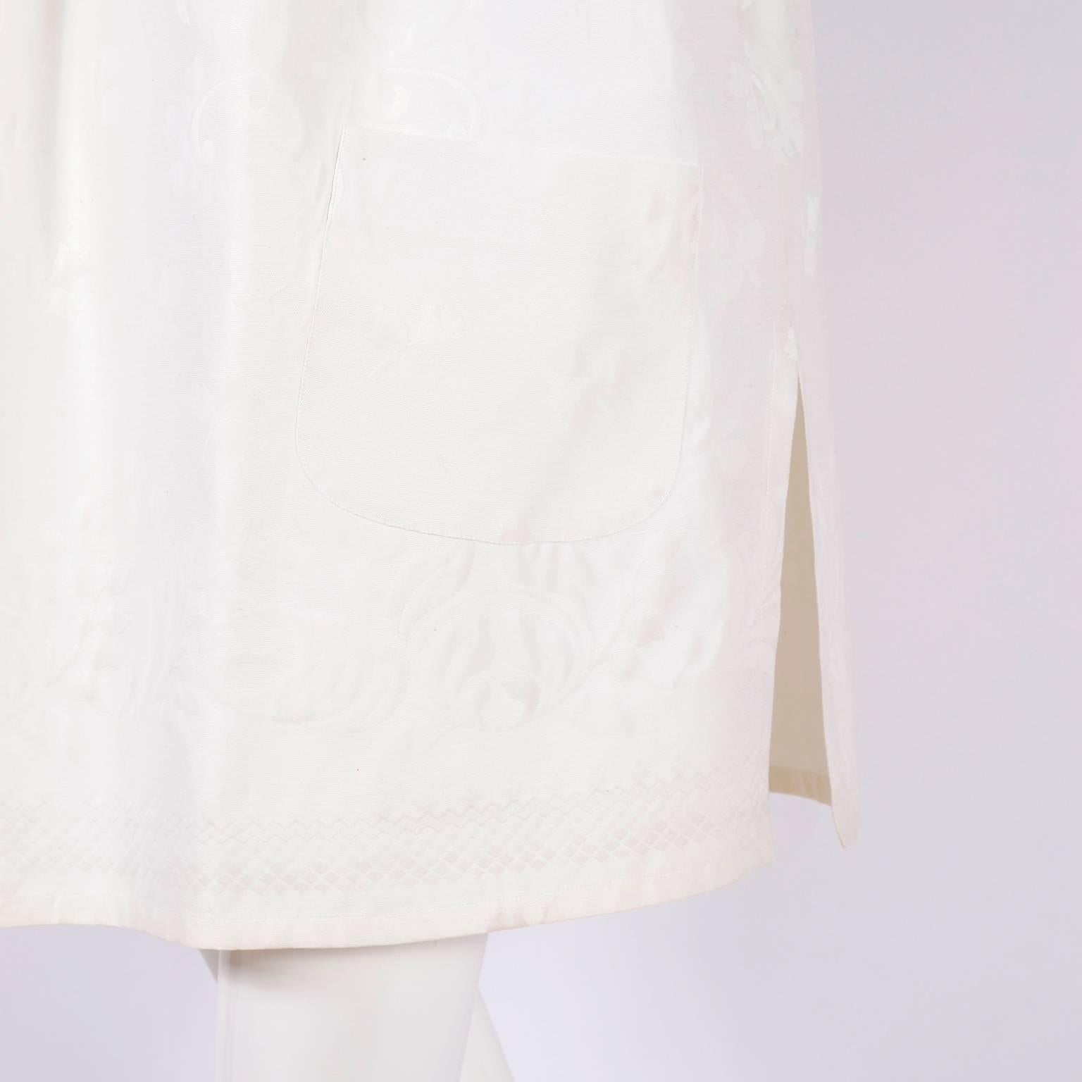 1980er Christian Lacroix Vintage Weiße Leinen- Damast-Tunika oder Kleid mit Original-Tag im Zustand „Neu“ im Angebot in Portland, OR