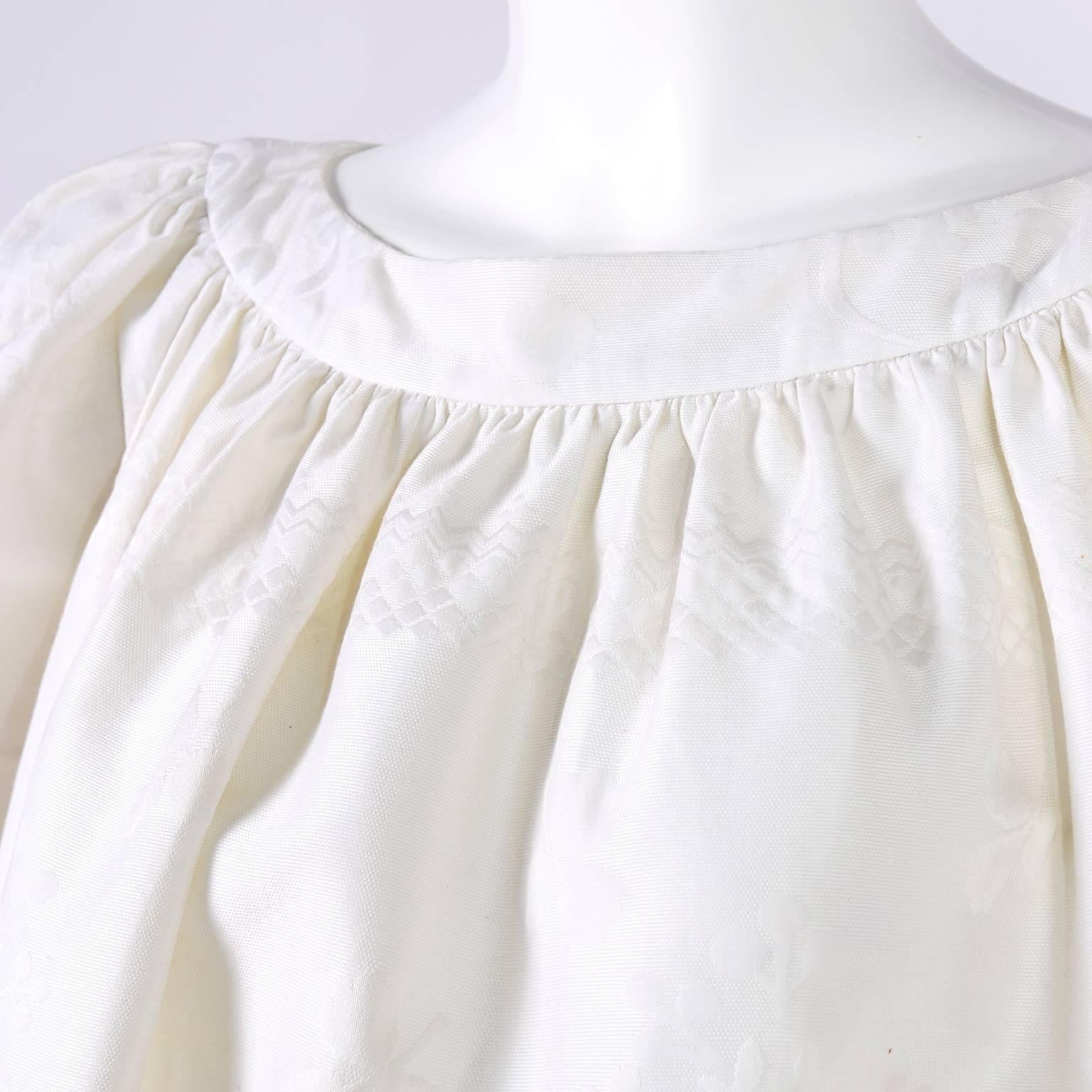 1980s Christian Lacroix Vintage White Linen Damask Tunic or Dress w Original Tag For Sale 1