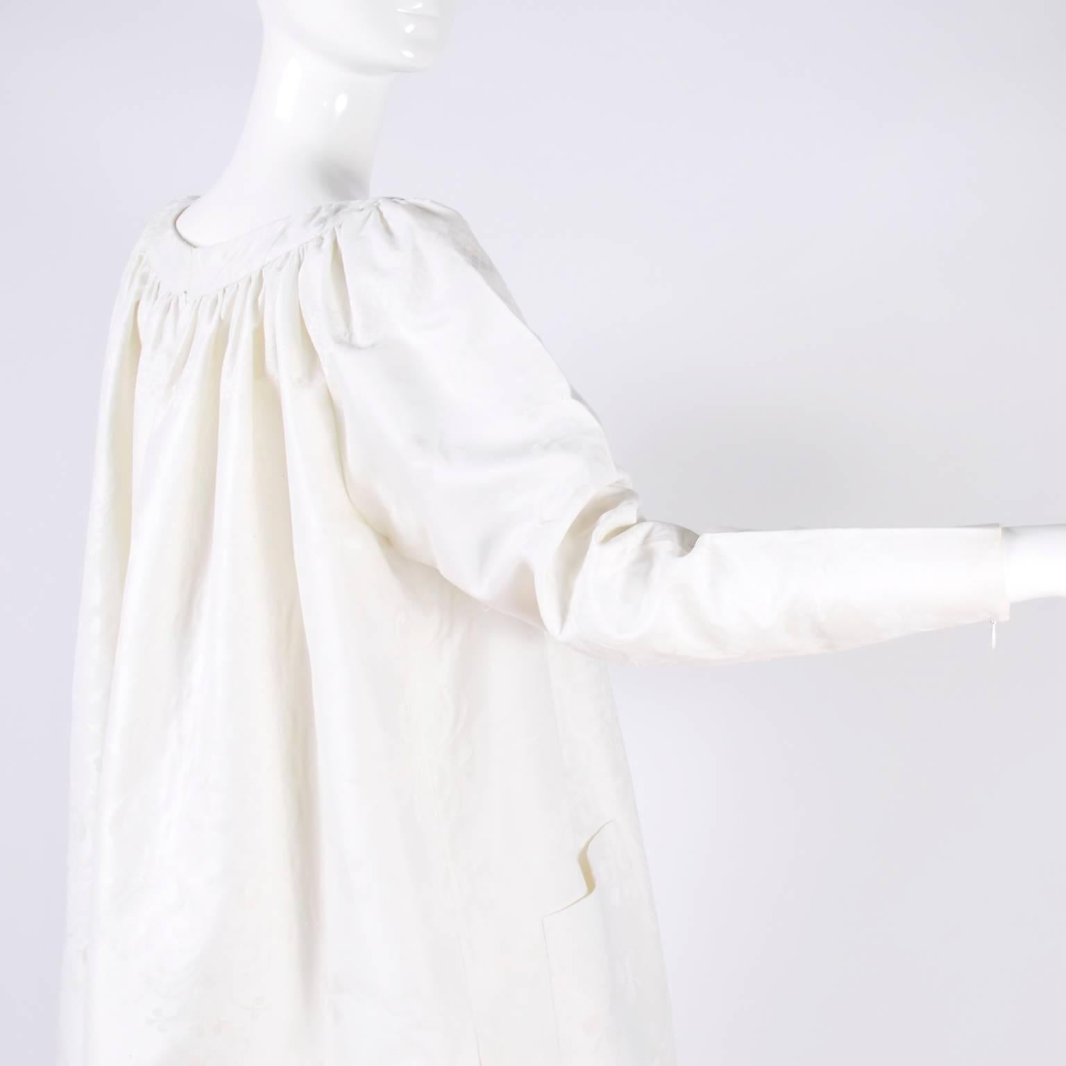 1980s Christian Lacroix Vintage White Linen Damask Tunic or Dress w Original Tag For Sale 3