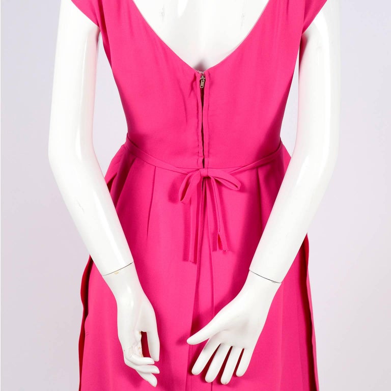 1960s Saks Fifth Avenue Pink Silk Cocktail or Wedding Guest Dress w