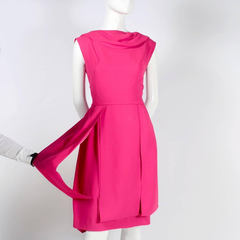 1960s Saks Fifth Avenue Pink Silk Cocktail or Wedding Guest Dress w