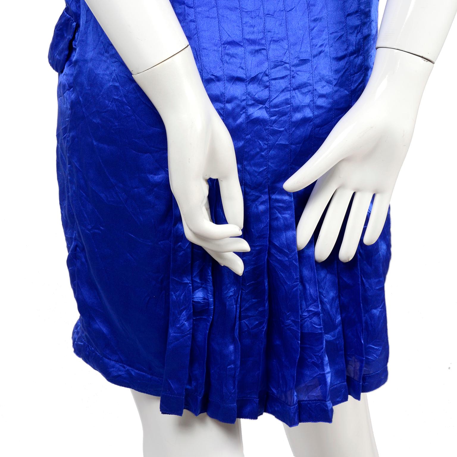 Women's Gianni Versace Couture Blue Silk Documented Runway Dress, 1994  For Sale