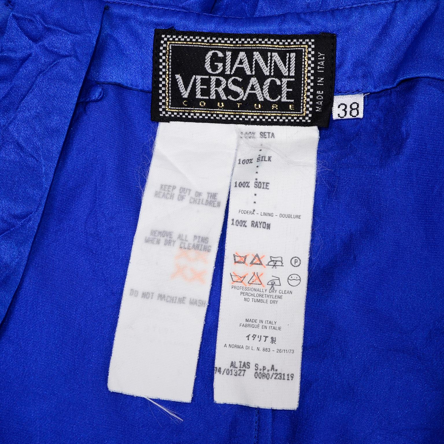 Gianni Versace Couture Dokumentiertes Laufstegkleid aus blauer Seide, 1994  im Angebot 5