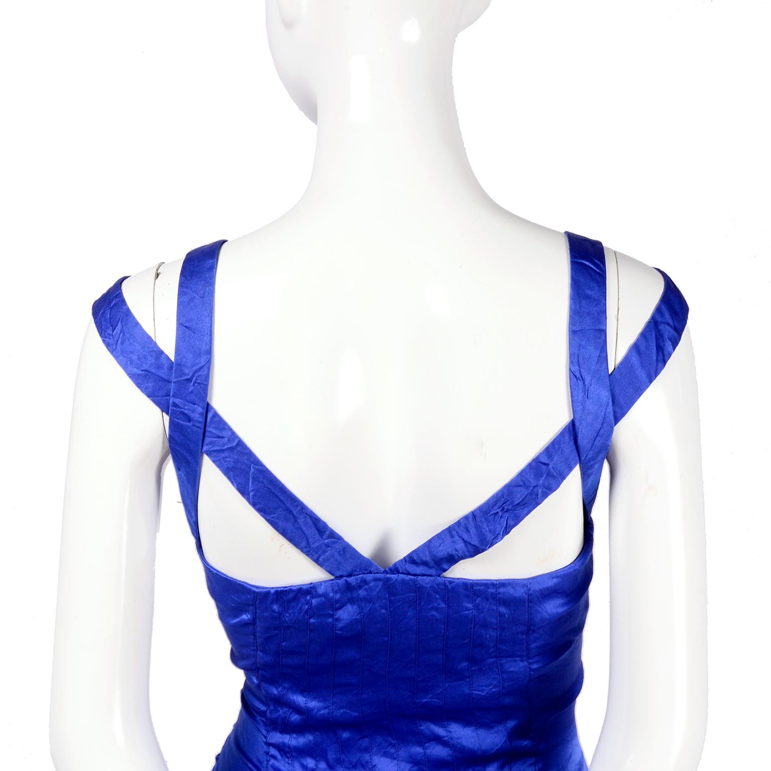 Gianni Versace Couture Blue Silk Documented Runway Dress, 1994  In Excellent Condition For Sale In Portland, OR