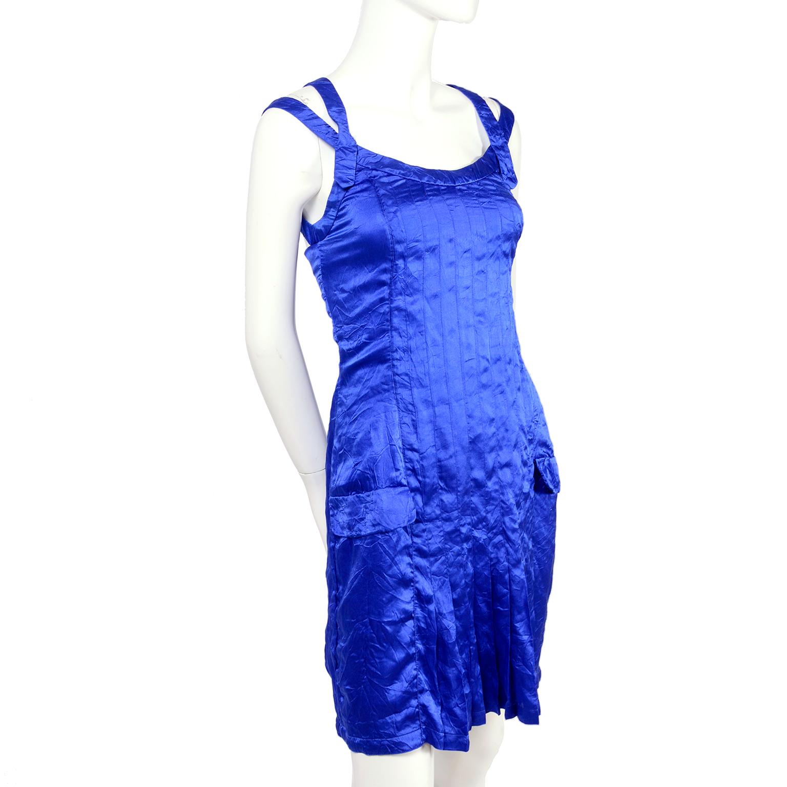 Gianni Versace Couture Blue Silk Documented Runway Dress, 1994  For Sale 4