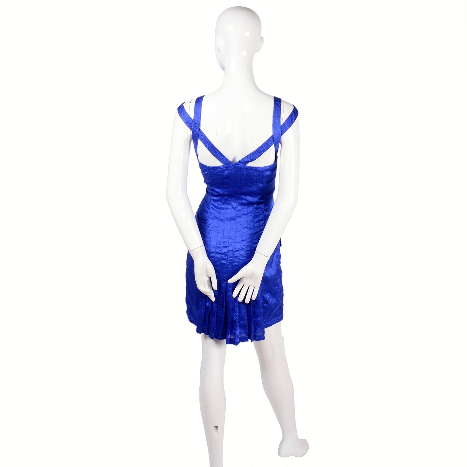 Gianni Versace Couture Blue Silk Documented Runway Dress, 1994  For Sale 1