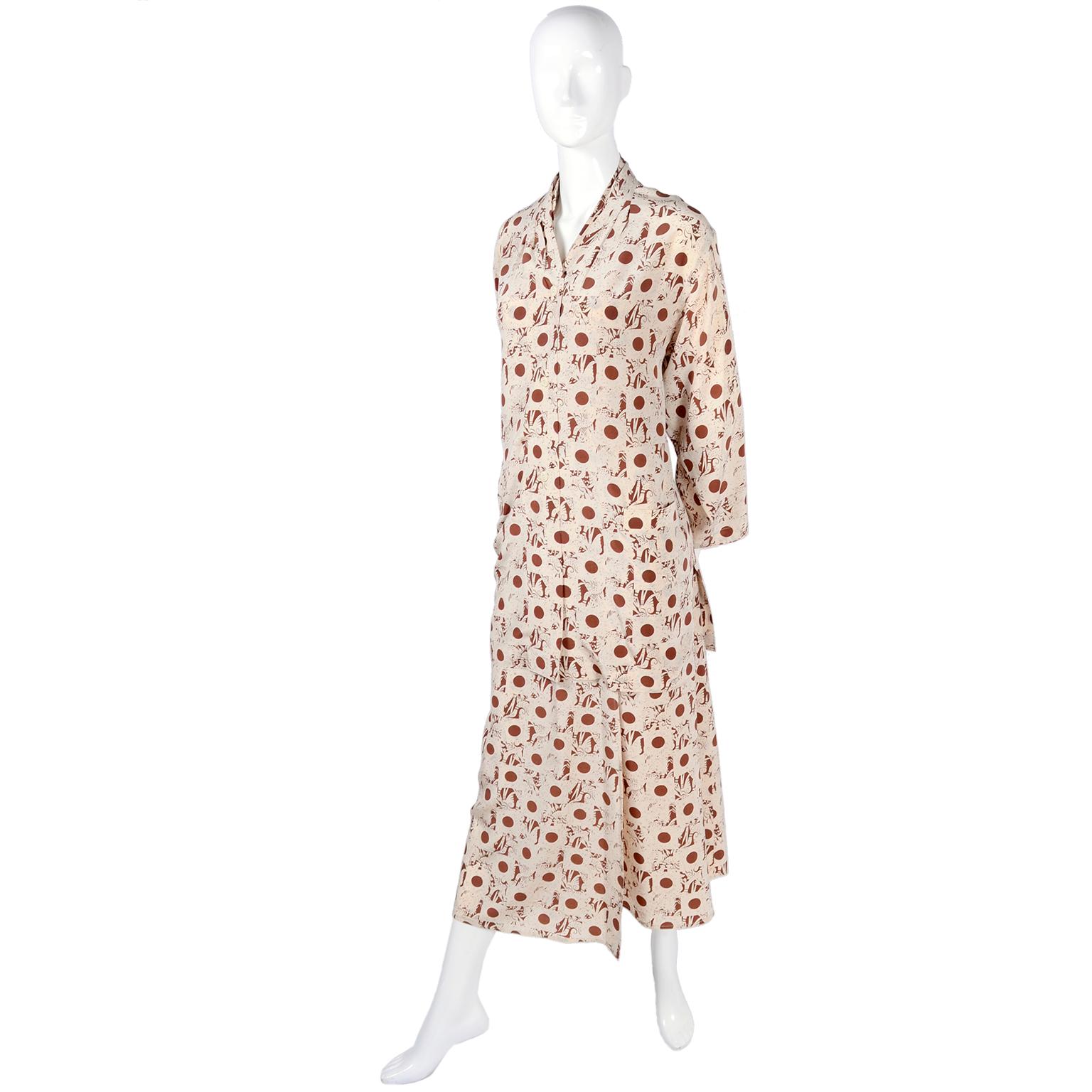 Silk Albert Nipon Boutique Vintage Brown and Cream Halter Dress With Jacket 1