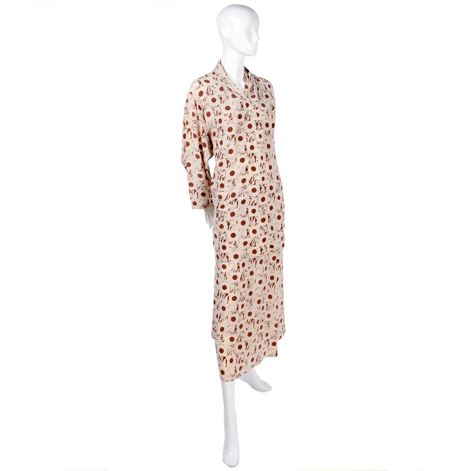 Silk Albert Nipon Boutique Vintage Brown and Cream Halter Dress With ...