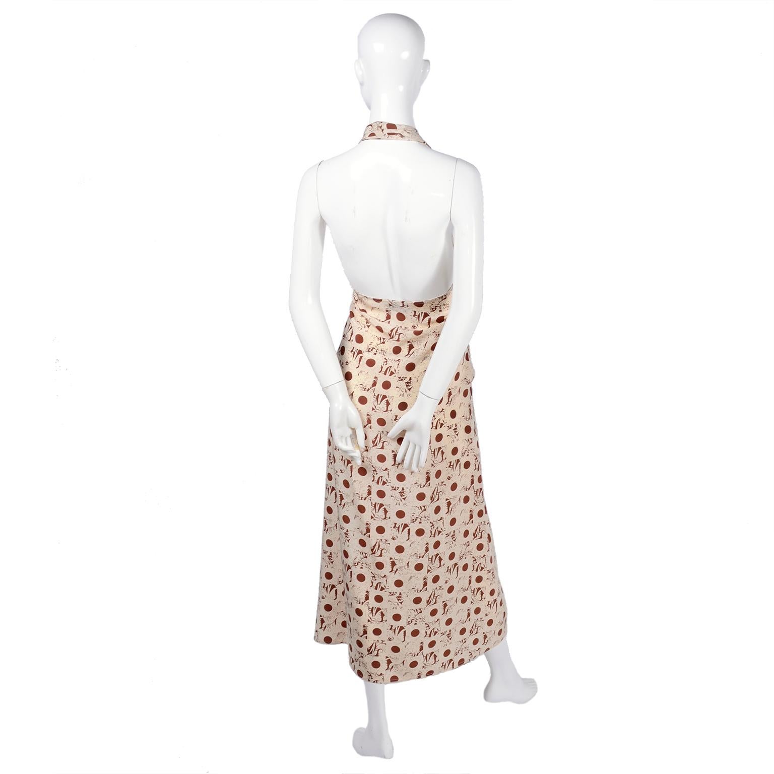 Silk Albert Nipon Boutique Vintage Brown and Cream Halter Dress With Jacket 6