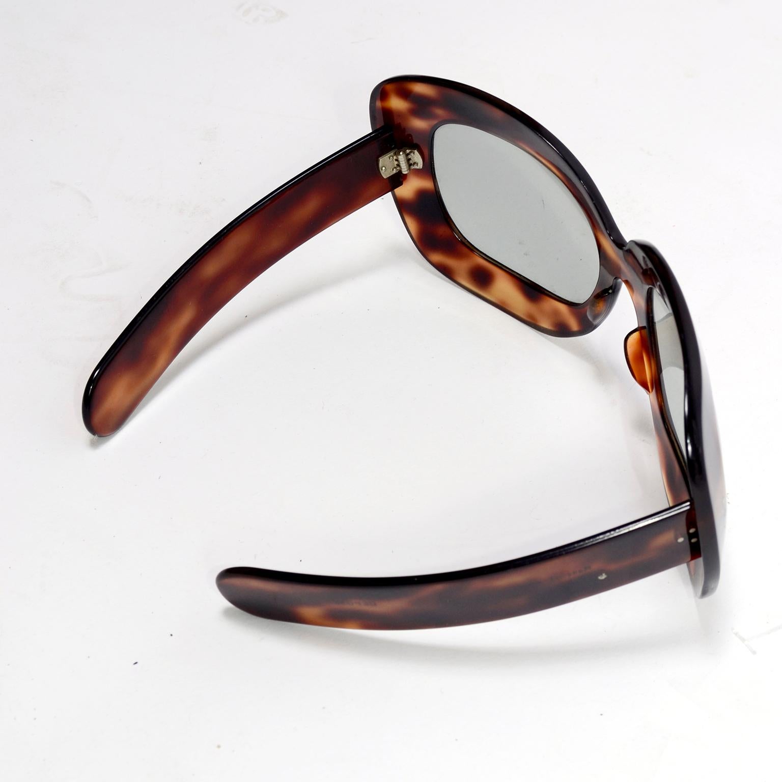 Black Faux Tortoise Oversized Vintage Sunglasses Made in France, 1960s