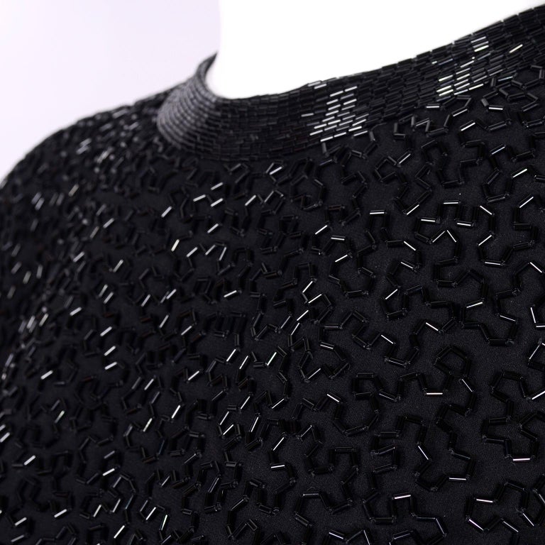 1980s Stephen Yearick Black Dress Heavily Beaded Silk With Open Back ...