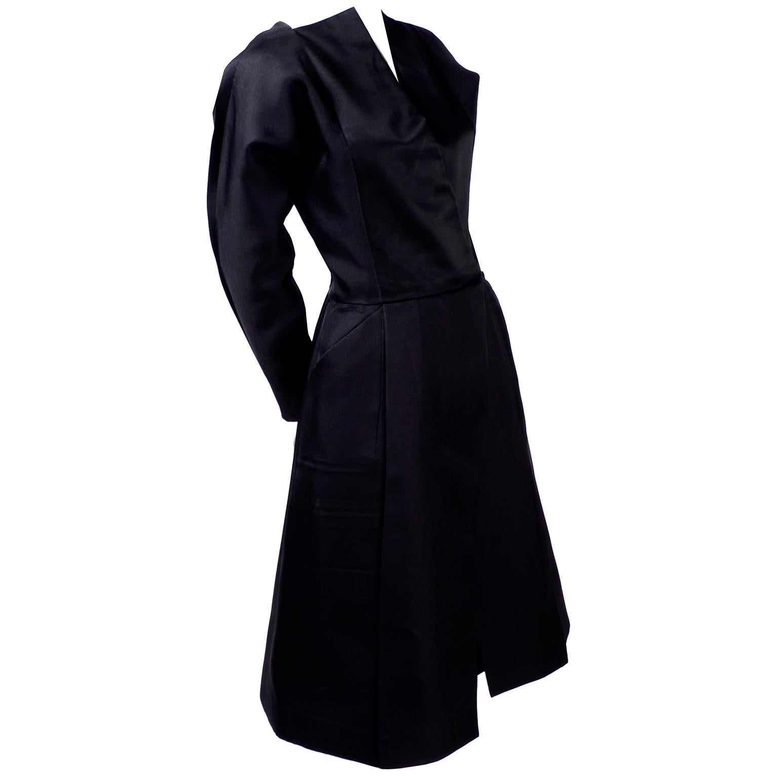 Vintage Black Geoffrey Beene Dress W/ Detailed Origami Folds & Styling