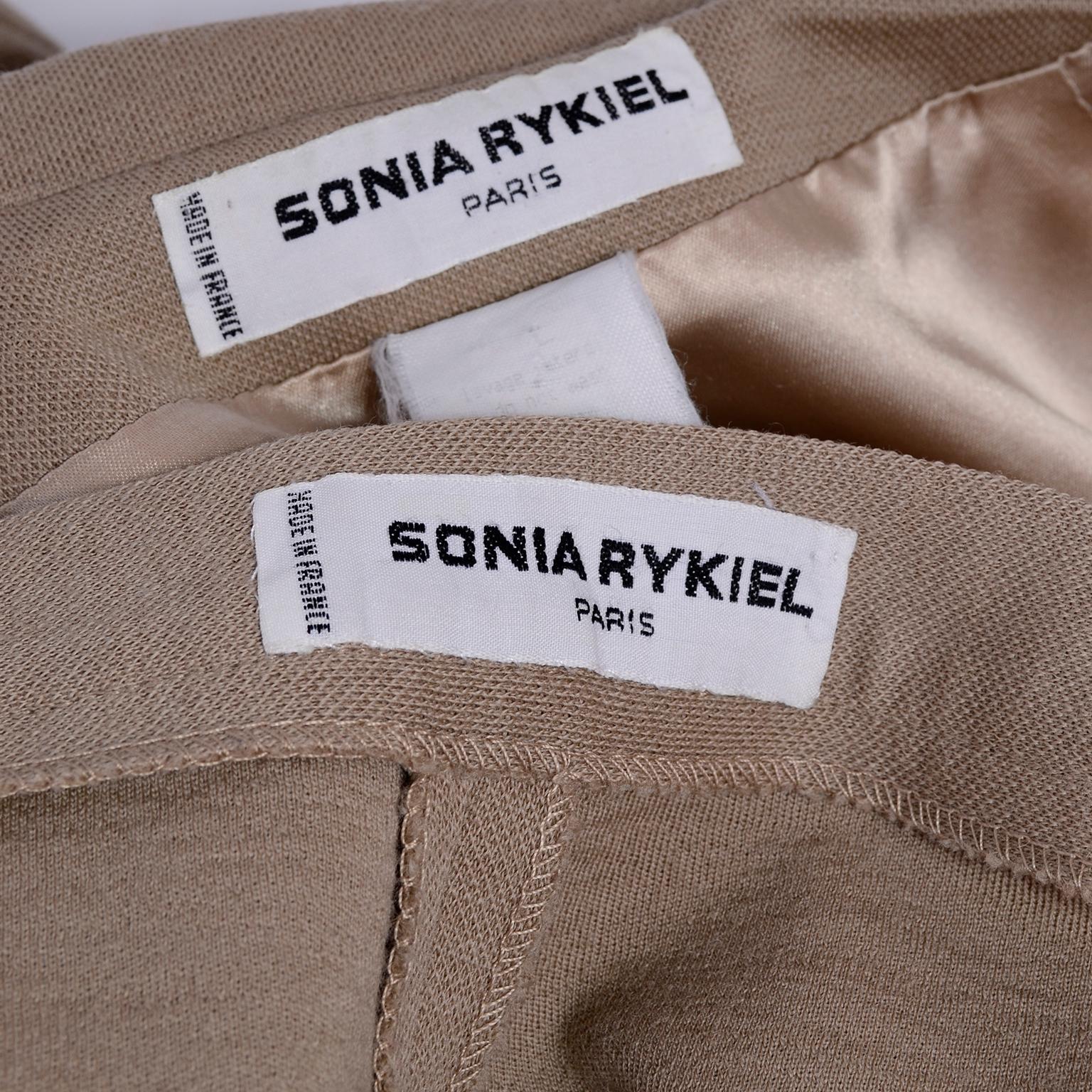 Sonia Rykiel Paris Vintage Beige Wool Trousers Coat and Scarf Pants Suit  For Sale 5
