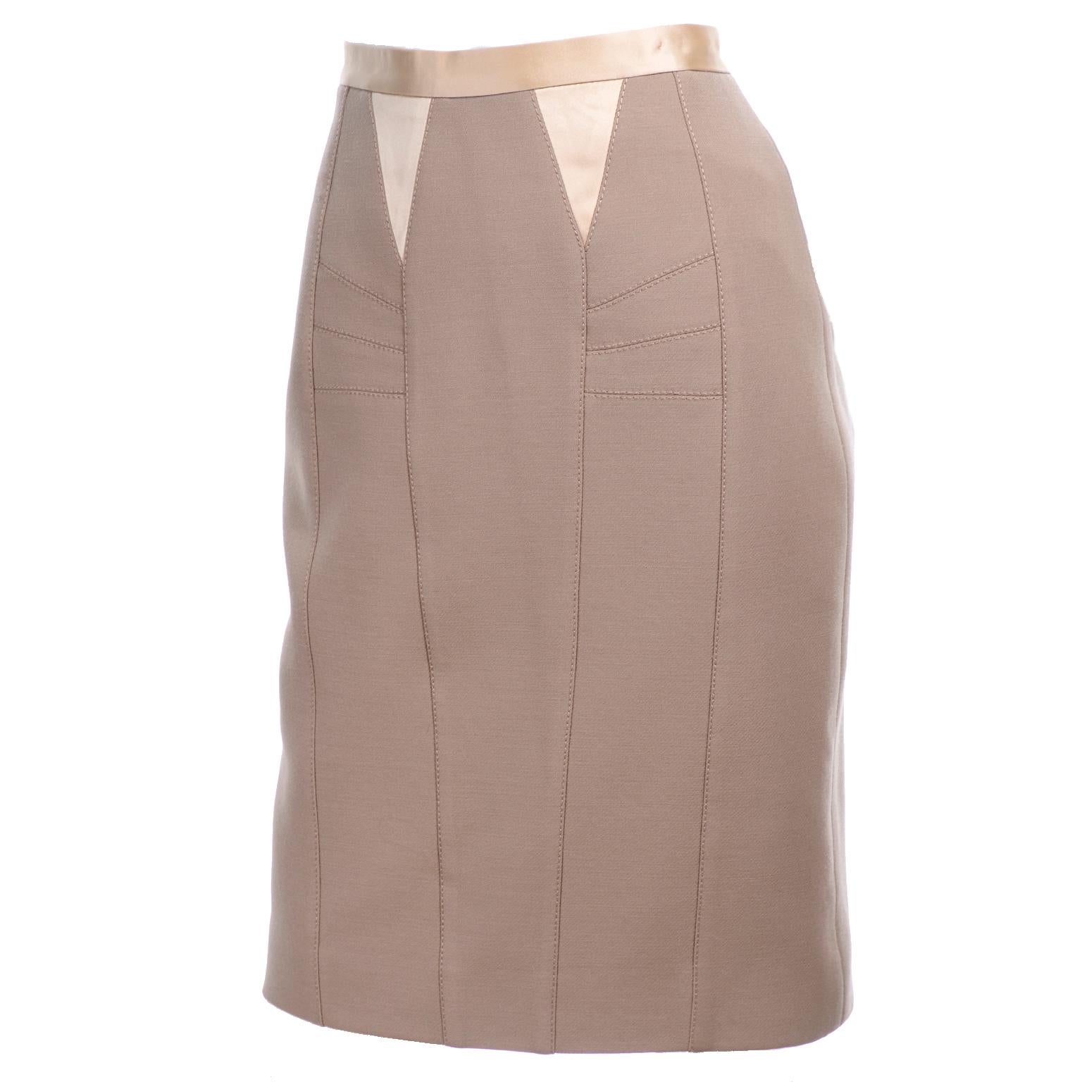 Dolce & Gabbana Pencil Skirt With Satin Trim and Cheetah Print Lining For Sale