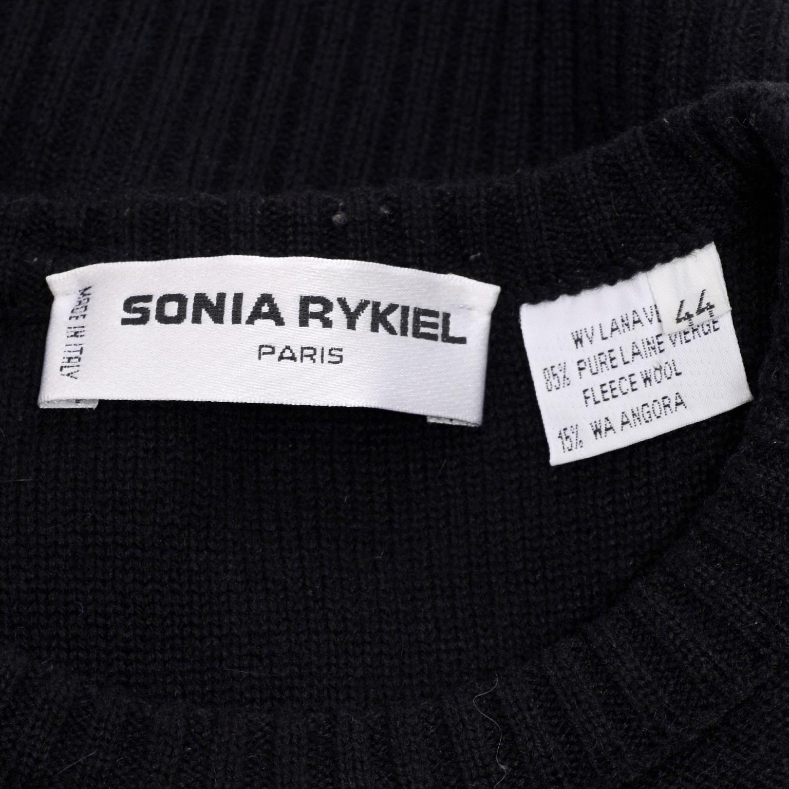 1980s Sonia Rykiel Vintage Black and Red Kiss Sweater in Angora Wool Blend 3