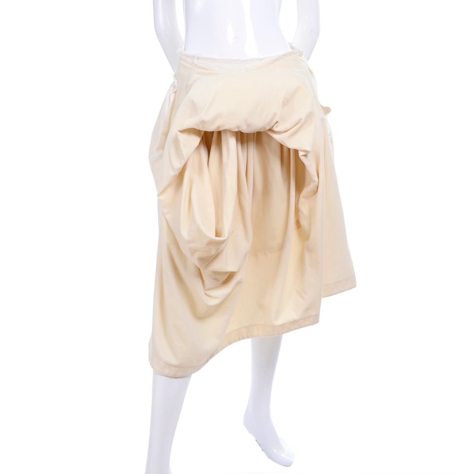 Women's Comme De Garcons Ivory Velvet & Cotton Avant Garde Skirt 2003