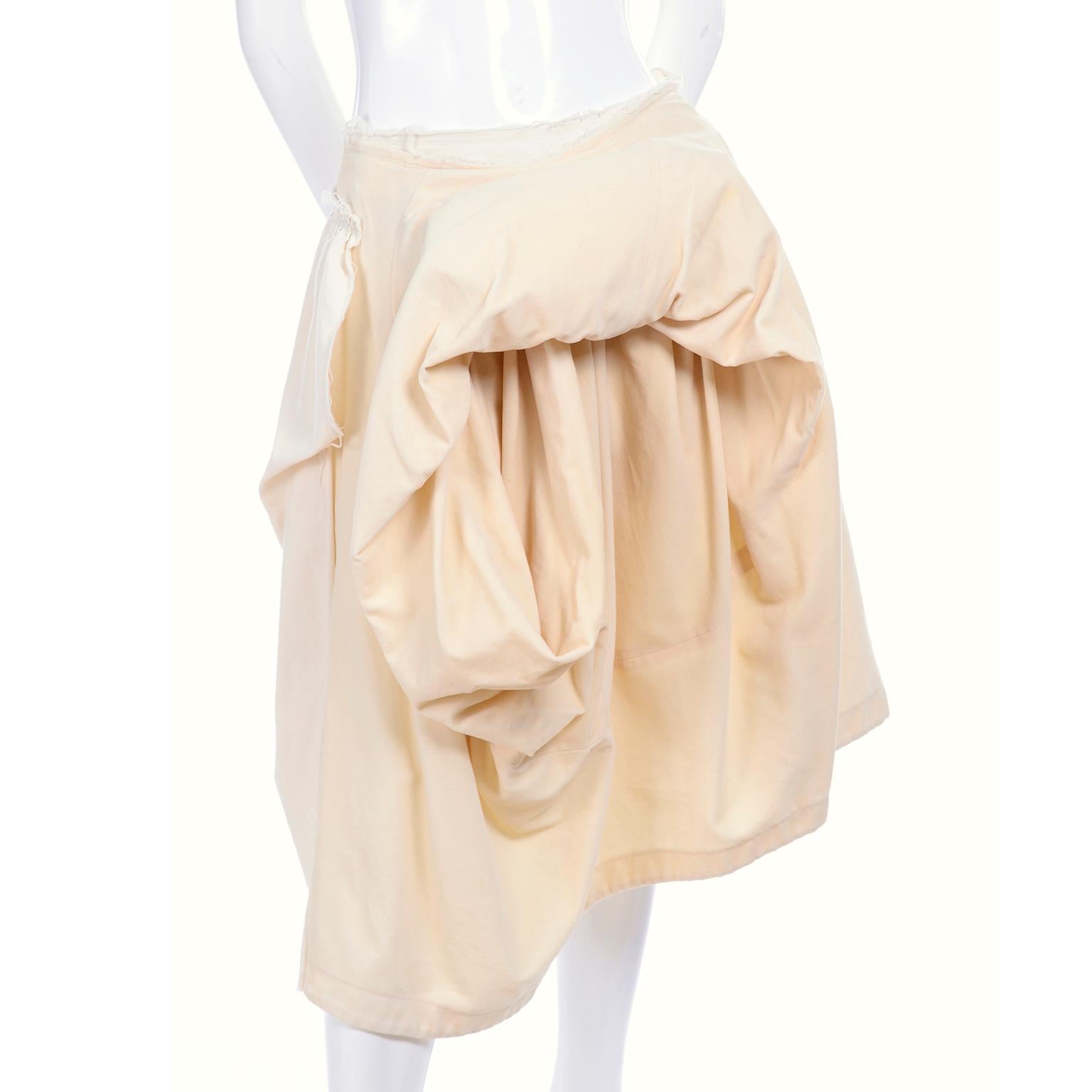 Comme De Garcons Ivory Velvet & Cotton Avant Garde Skirt 2003 3