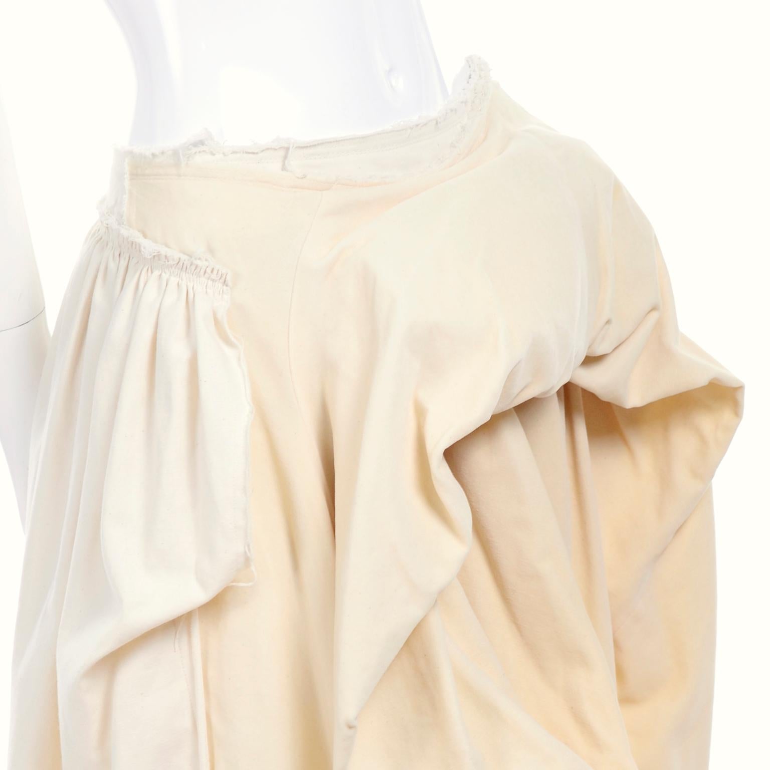 Beige Comme De Garcons Ivory Velvet & Cotton Avant Garde Skirt 2003