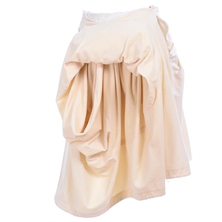 Comme De Garcons Ivory Velvet and Cotton Avant Garde Skirt 2003 at 1stDibs