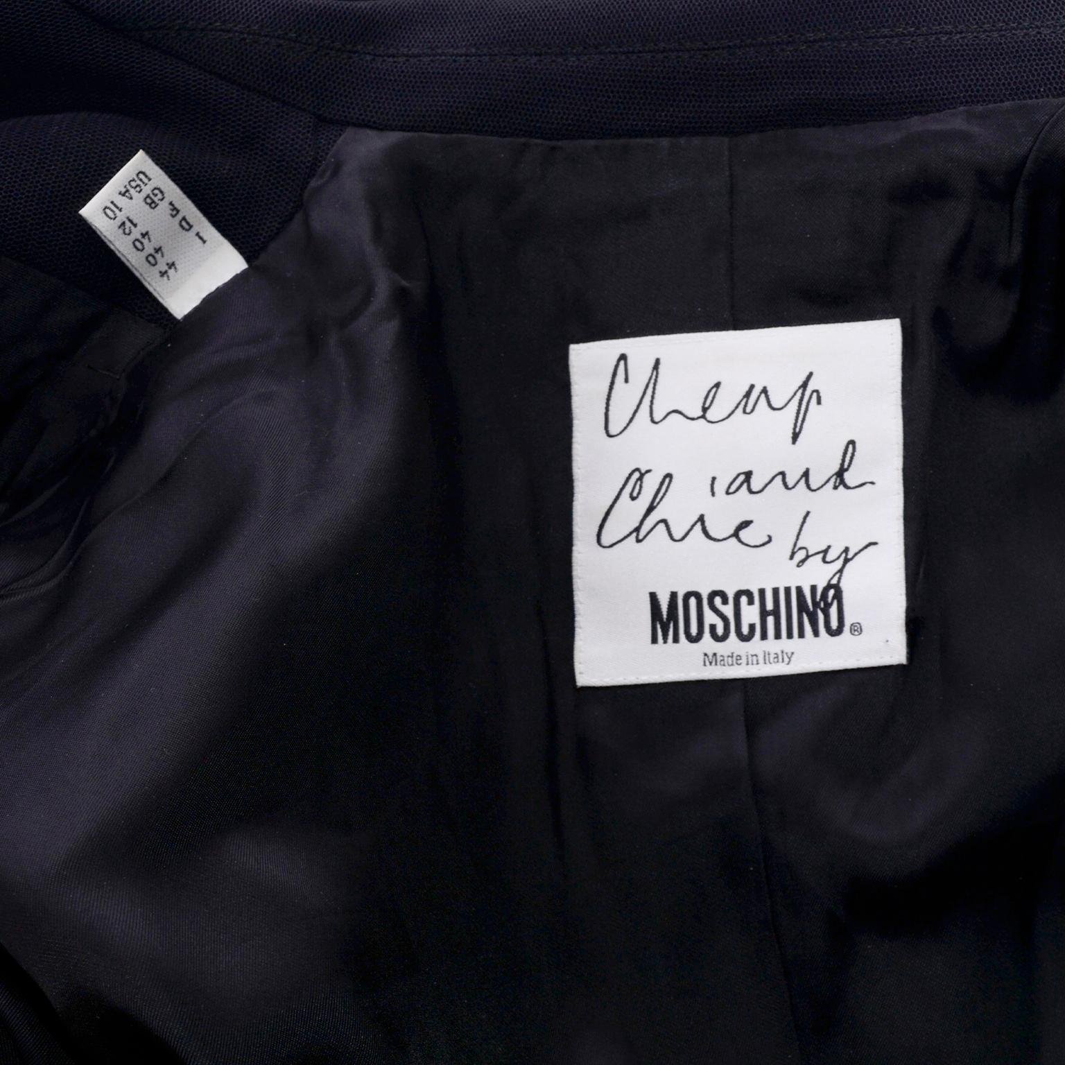 Women's Vintage Moschino Black Blazer With Fine Netting and Gold Sequins