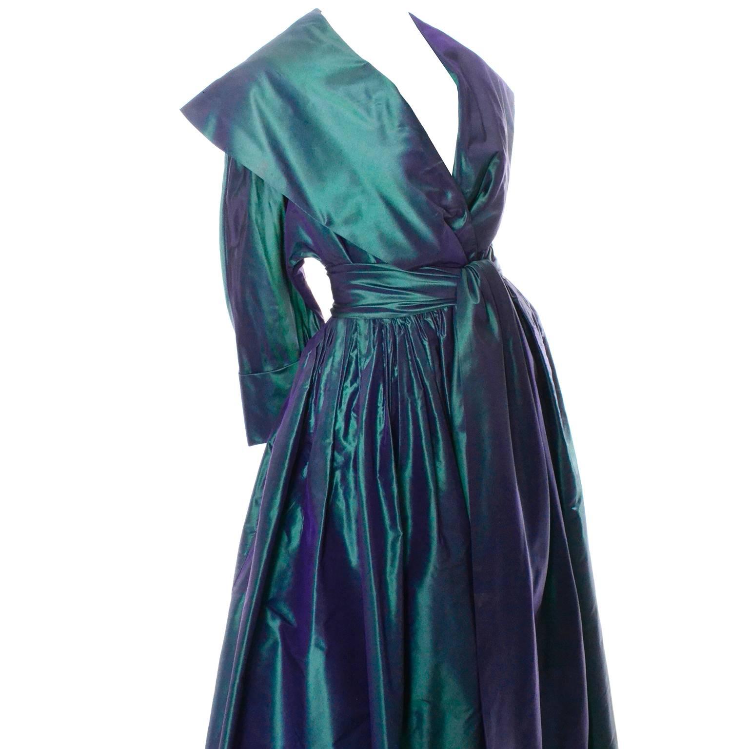 Women's Carolyne Roehm Vintage Dress in Iridescent Green Taffeta From Bergdorf Goodman