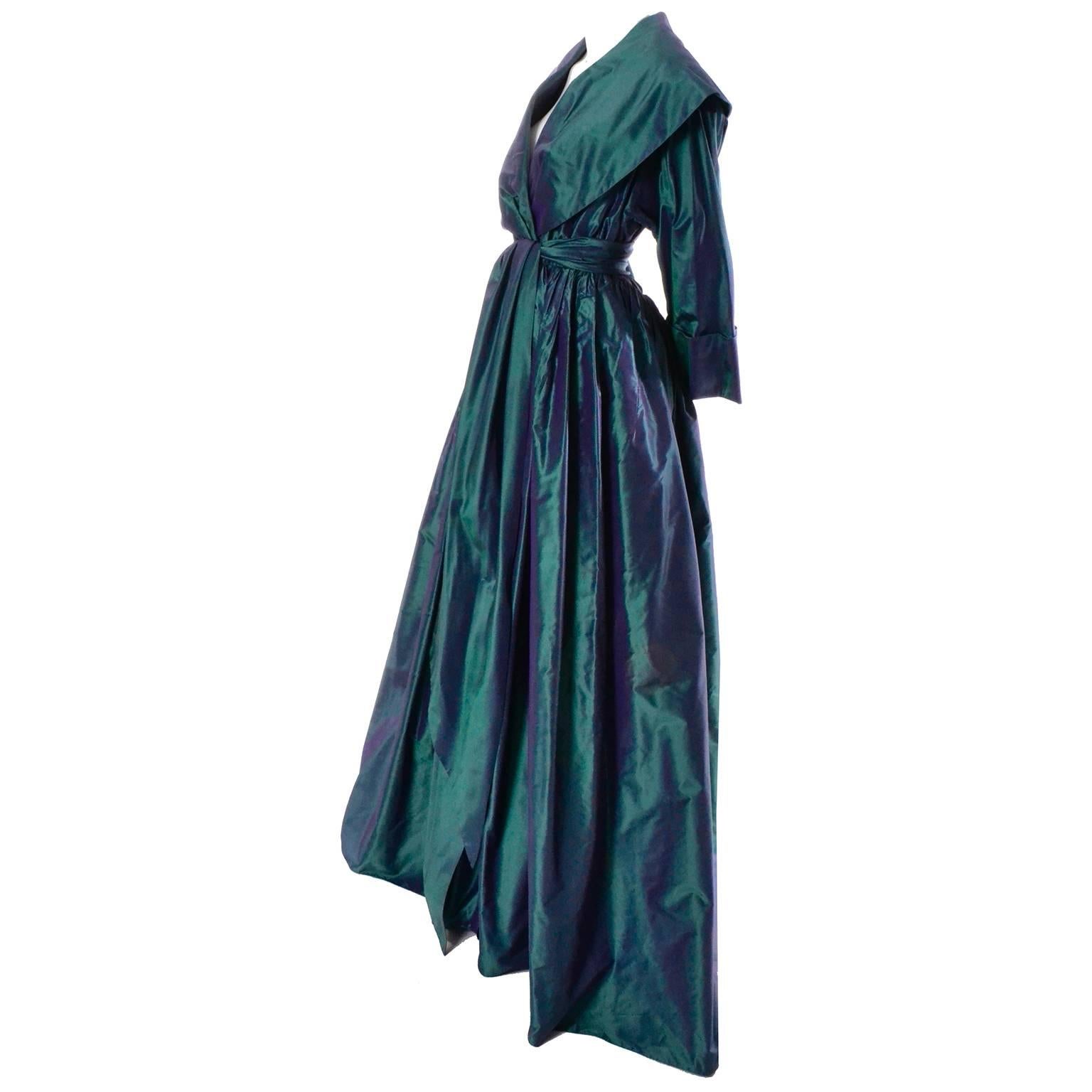 Carolyne Roehm Vintage Dress in Iridescent Green Taffeta From Bergdorf Goodman 2