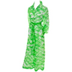 Fred Perlberg Vintage Palazzo Pants & Blouse Outfit in Green Silk Chiffon 