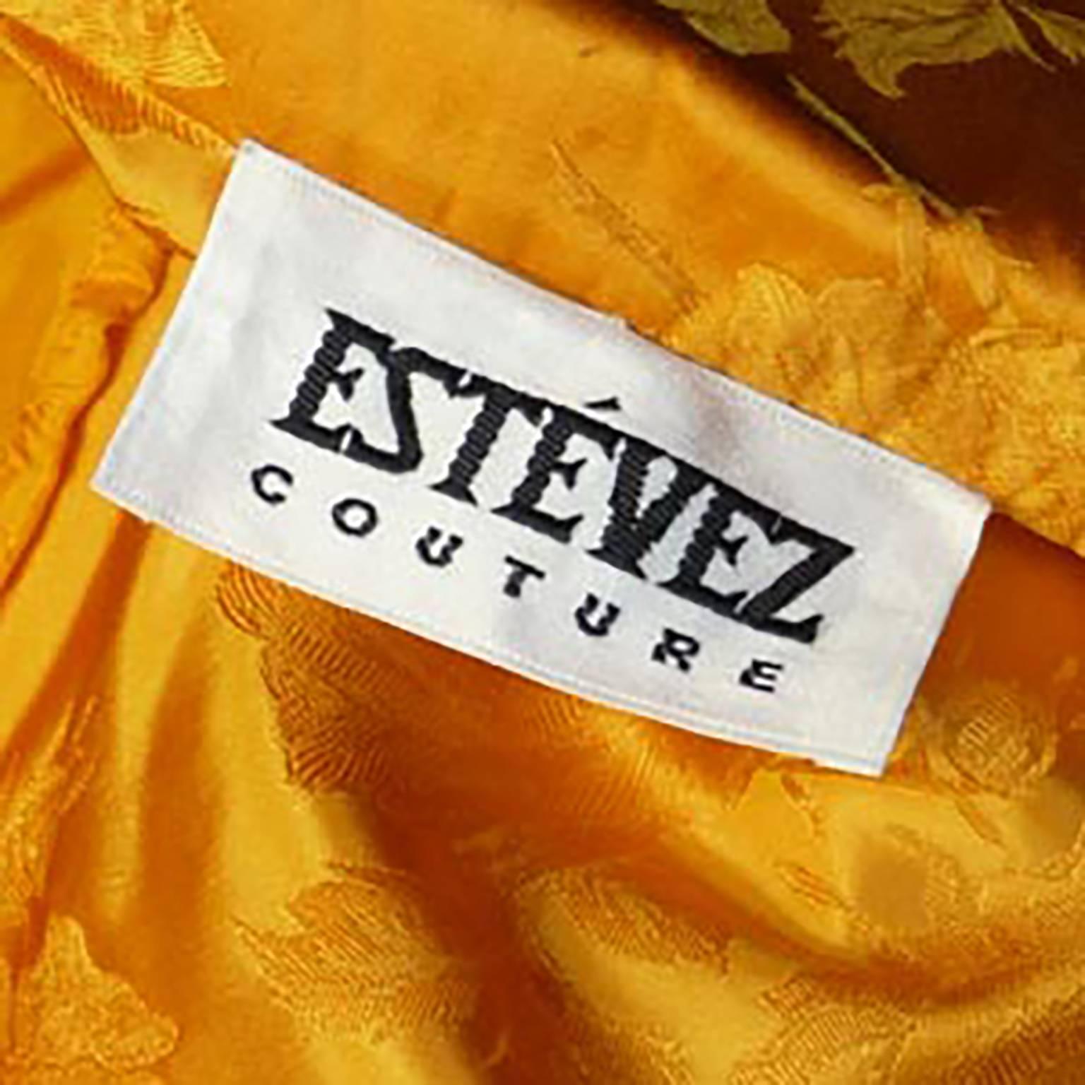 Women's Estevez Couture Vintage Silk Statement Dress 2 Pc Evening Gown 1970s