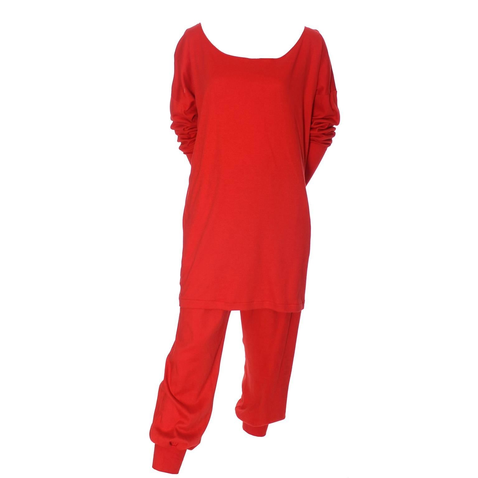 Vintage Norma Kamali Red Pants Knickers Top Sweatshirt Early Label ...