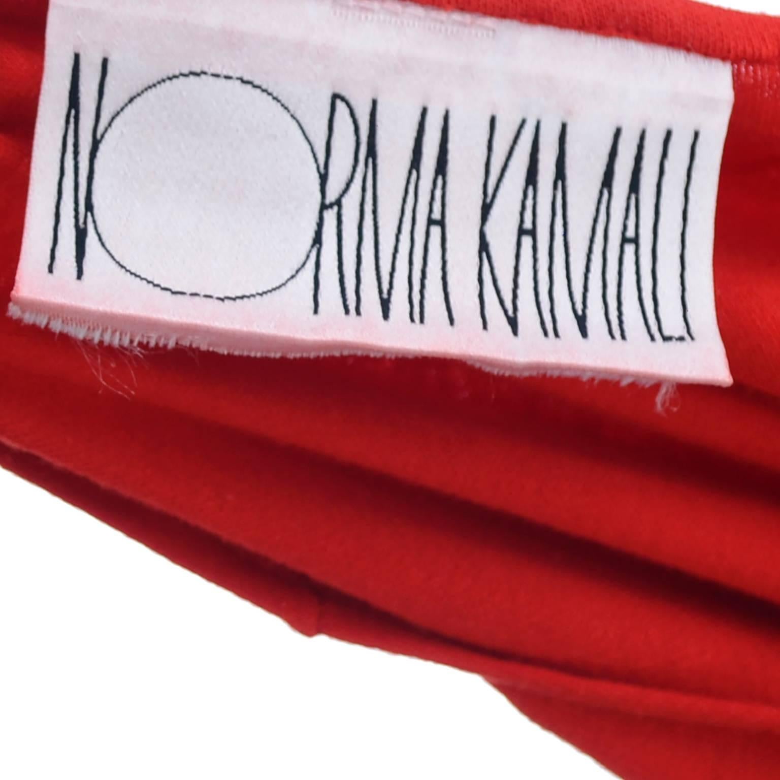 Women's Vintage Norma Kamali Red Pants Knickers Top Sweatshirt Early Label 1980s Suit