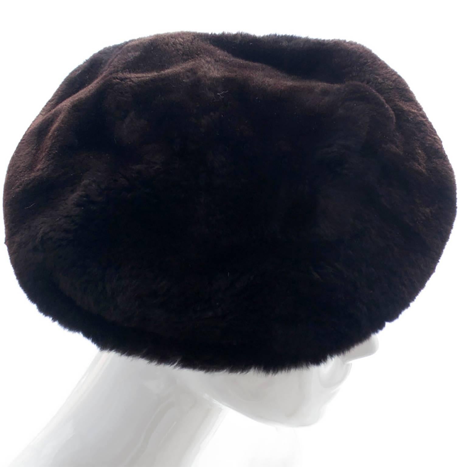 This vintage beret hat is from Irene of New York and was purchased at I Magnin in New York in the 1960's. The hat is a brown sheared mink and is in excellent condition. The inside has a knit band with a circumference of 22 inches. This is another