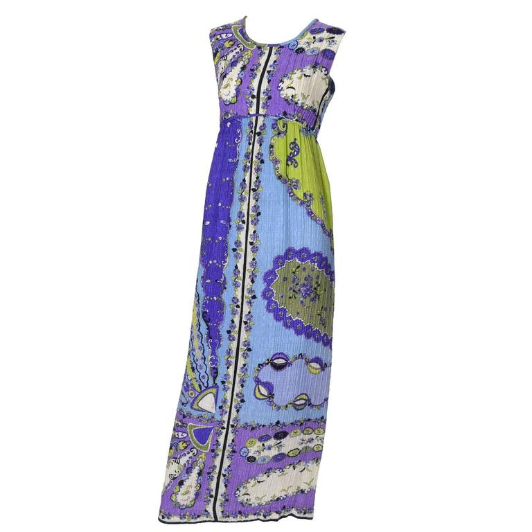 1960s Vintage Emilio Pucci Crinkle Silk Dress Signature Pop Art Mod ...