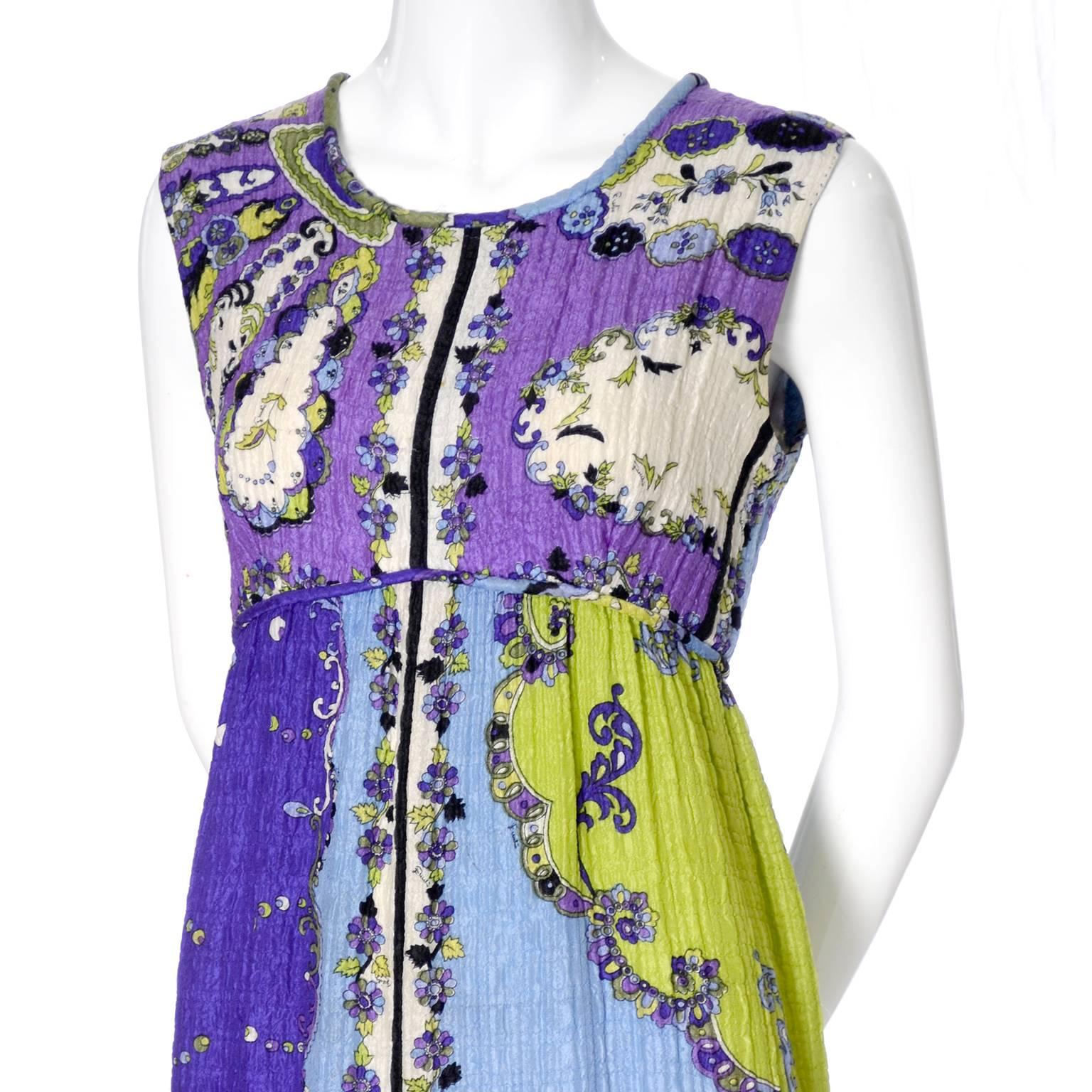 1960er Jahre Vintage Emilio Pucci Kleid aus Seide mit Knitterkragen, charakteristischer Pop-Art-Mod-Stoff 2