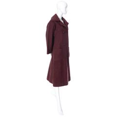Givenchy Nouvelle Boutique 1970s Vintage Givenchy Coat Burgundy Alpaca Wool
