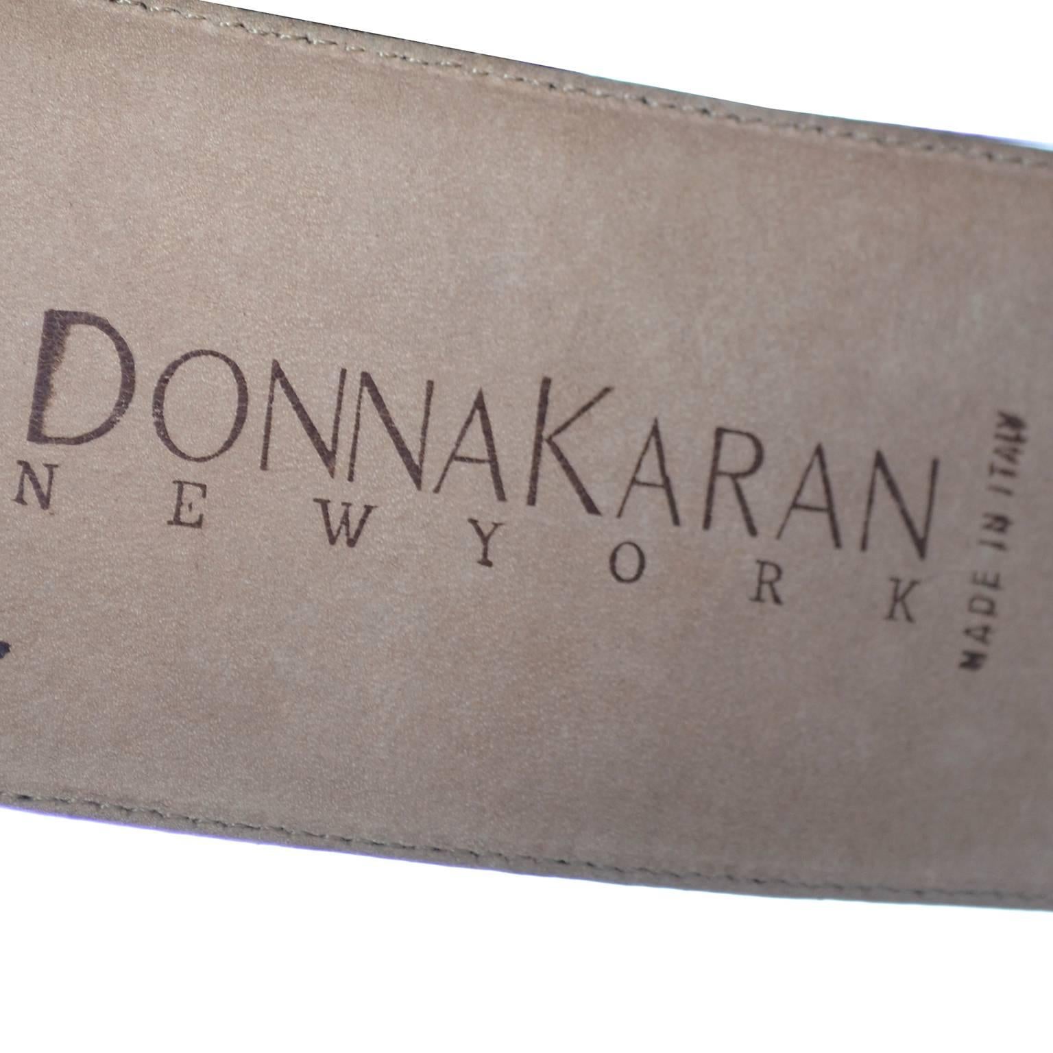 Brown 1980s Vintage Donna Karan Belt Reptile Embossed Leather Medium Italy