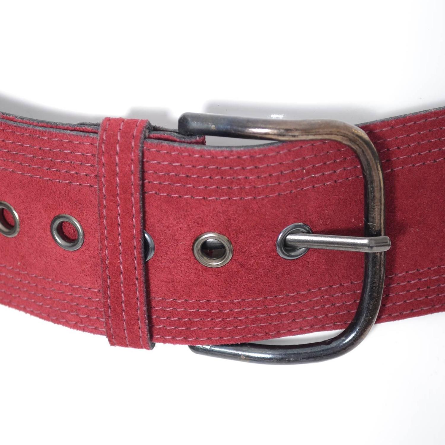 Vintage YSL belt Yves Saint Laurent Burgundy Suede Size Medium For Sale at 1stdibs