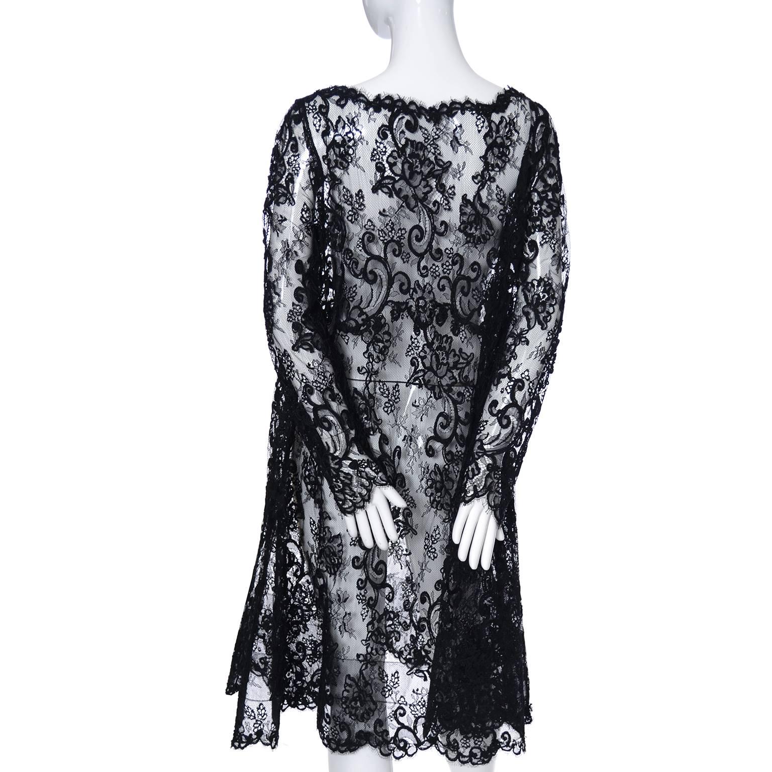 All Lace Oscar de la Renta Dress Black Evening Vintage Trapeze Dress 1