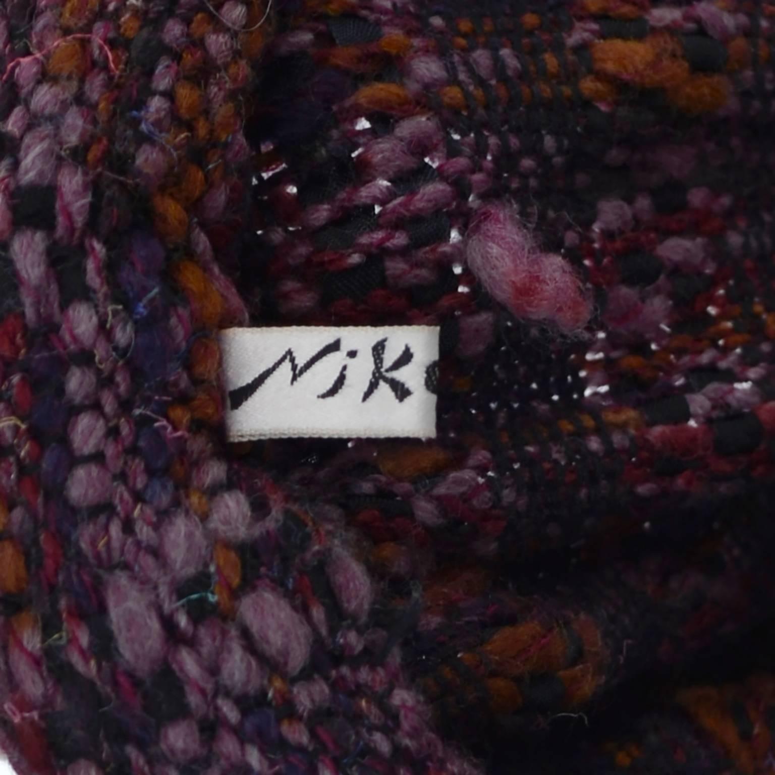 Women's Nikos Handwoven Wool Sleeveless Sweater Vintage Vest And Shawl Scarf 2 PC Set 