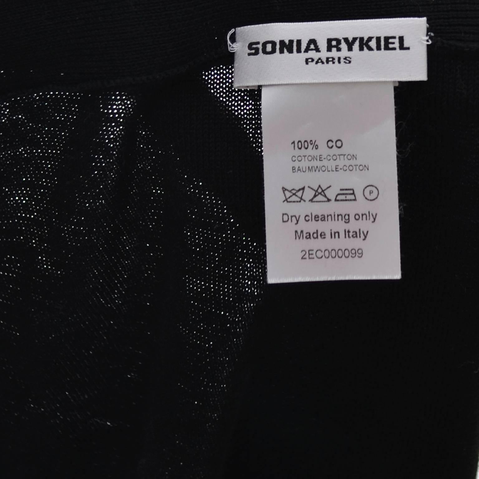 Black Sonia Rykiel Novelty Vintage Half Sweater Lemon Made in Italy 100% Cotton As New